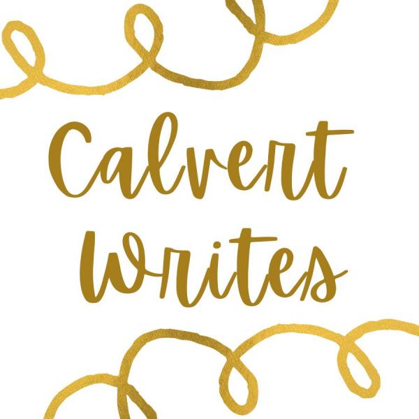 Calvert Writes feather quill and ink blots
