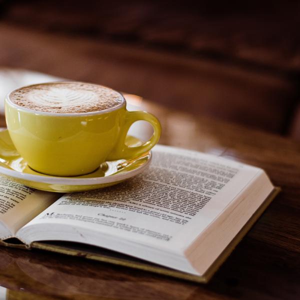 Book with coffee