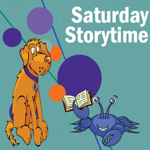 Bugeye and Skipjack with a book: Saturday Storytime